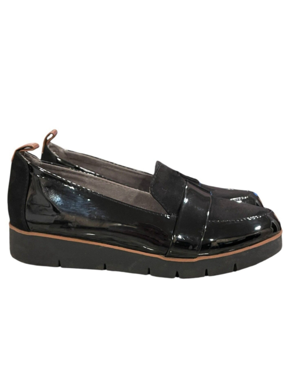 Dr. Scholls Womens 6.5M Webster Loafer Black Patent Microfiber Slip On Comfort - Picture 3 of 13